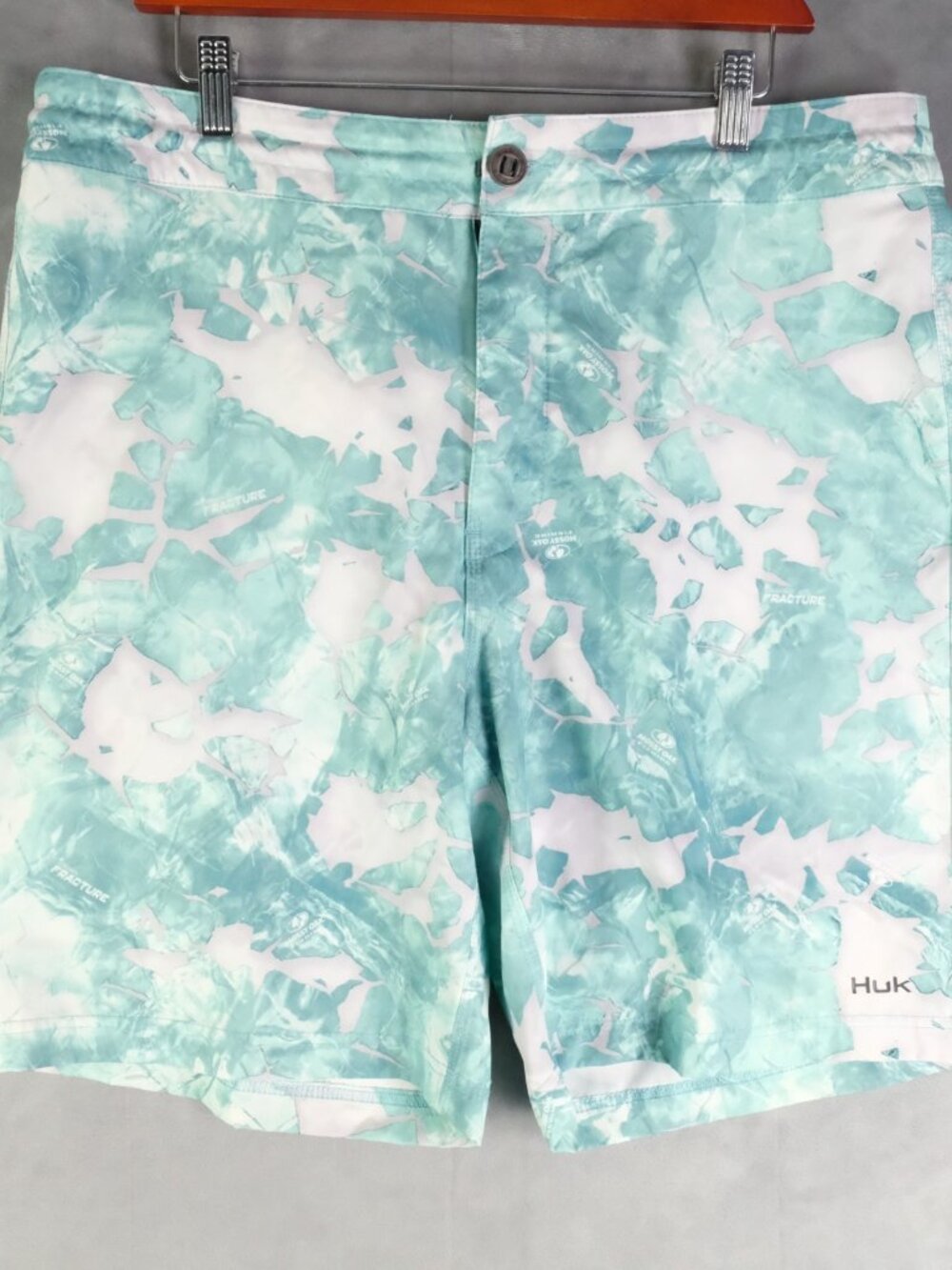Huk Board Shorts Mens 36 Blue Mossy Oak Fishing Fracture Drawstring Swim